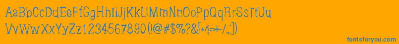 Brushings-Schriftart – Blaue Schriften auf orangefarbenem Hintergrund