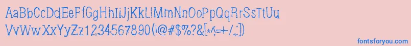 フォントBrushings – ピンクの背景に青い文字