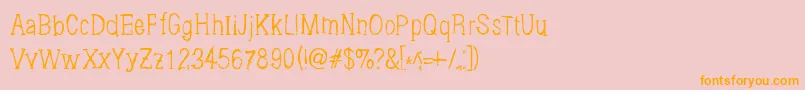 フォントBrushings – オレンジの文字がピンクの背景にあります。