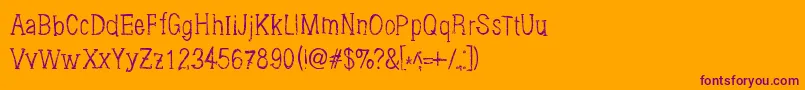Brushings-Schriftart – Violette Schriften auf orangefarbenem Hintergrund