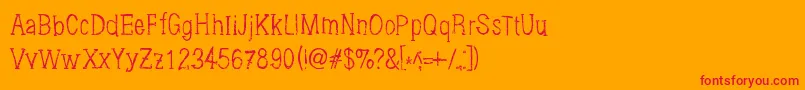 Brushings-Schriftart – Rote Schriften auf orangefarbenem Hintergrund