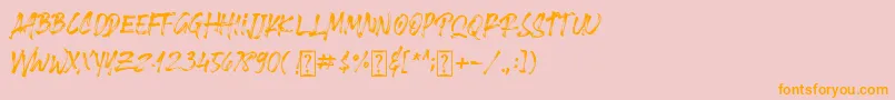 brushlie demo-Schriftart – Orangefarbene Schriften auf rosa Hintergrund