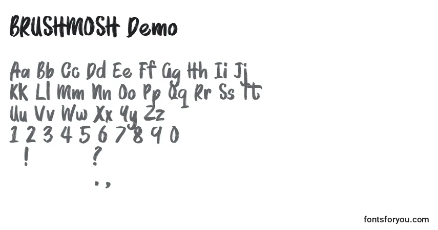 Schriftart BRUSHMOSH Demo – Alphabet, Zahlen, spezielle Symbole