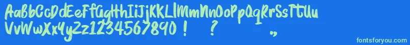 BRUSHMOSH Demo Font – Green Fonts on Blue Background