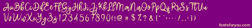 brushnyoe Font – Yellow Fonts on Purple Background