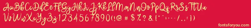 brushnyoe Font – Yellow Fonts on Red Background