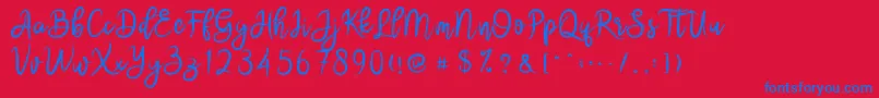 brushnyoe Font – Blue Fonts on Red Background