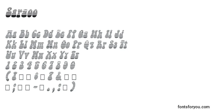 Czcionka Sargoo – alfabet, cyfry, specjalne znaki