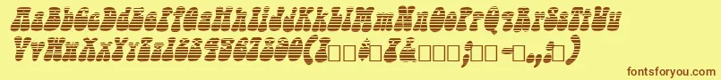 フォントSargoo – 茶色の文字が黄色の背景にあります。