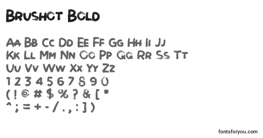 A fonte Brushot Bold – alfabeto, números, caracteres especiais