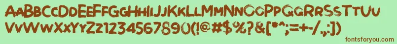 Brushot Bold Font – Brown Fonts on Green Background