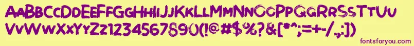 Brushot Bold Font – Purple Fonts on Yellow Background