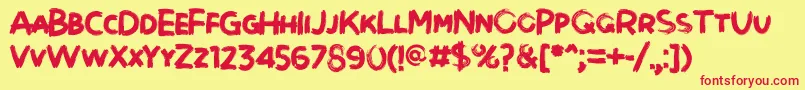Brushot Bold Font – Red Fonts on Yellow Background