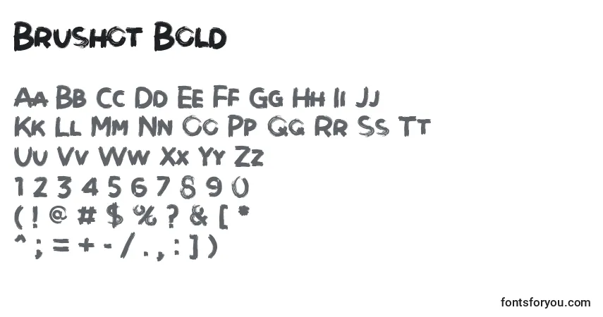 Schriftart Brushot Bold (122312) – Alphabet, Zahlen, spezielle Symbole