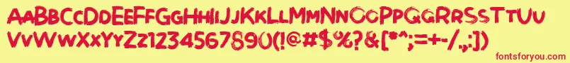 Brushot Bold-Schriftart – Rote Schriften auf gelbem Hintergrund