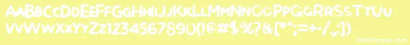 Brushot Bold-Schriftart – Weiße Schriften auf gelbem Hintergrund