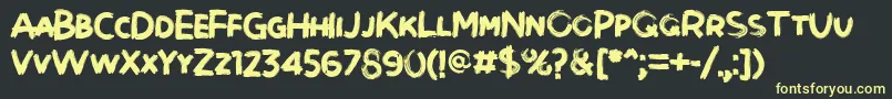 Brushot Boldフォントについての詳細 フォントBrushot Bold – 黒い背景に黄色の文字