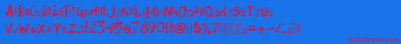 brushough Font – Red Fonts on Blue Background