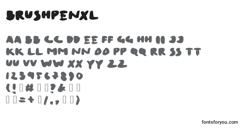 Czcionka BrushPenXL – alfabet, cyfry, specjalne znaki
