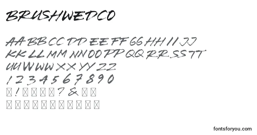 Czcionka BrushWedco – alfabet, cyfry, specjalne znaki
