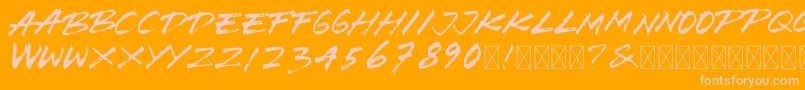 Weitere Informationen zur BrushWedco-Schriftart BrushWedco-Schriftart – Rosa Schriften auf orangefarbenem Hintergrund