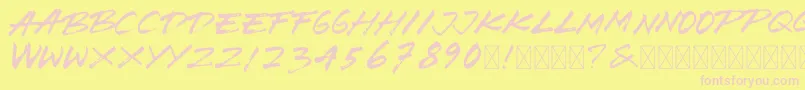 BrushWedco-Schriftart – Rosa Schriften auf gelbem Hintergrund