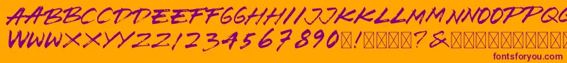 BrushWedco-Schriftart – Violette Schriften auf orangefarbenem Hintergrund