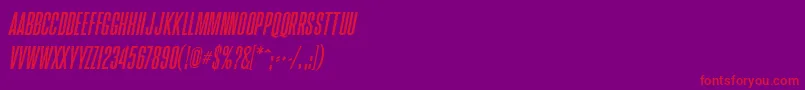 Brusio Condensed Italic Font – Red Fonts on Purple Background