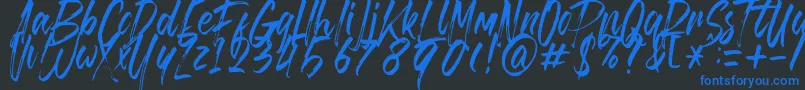 Brusthy Font – Blue Fonts on Black Background