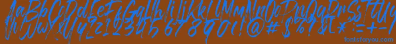 Brusthy Font – Blue Fonts on Brown Background