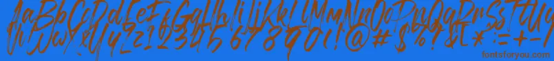 Brusthy Font – Brown Fonts on Blue Background