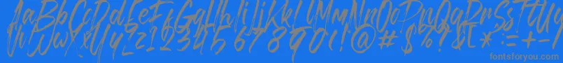 Brusthy Font – Gray Fonts on Blue Background