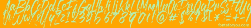 Brusthy Font – Green Fonts on Orange Background