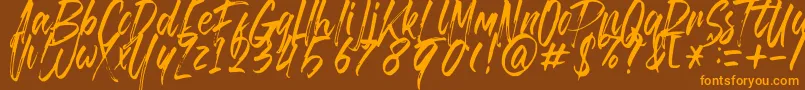 Brusthy Font – Orange Fonts on Brown Background