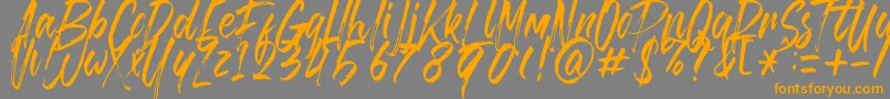 Brusthy Font – Orange Fonts on Gray Background