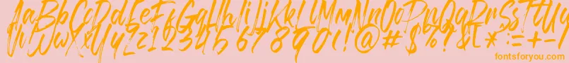 Brusthy-Schriftart – Orangefarbene Schriften auf rosa Hintergrund