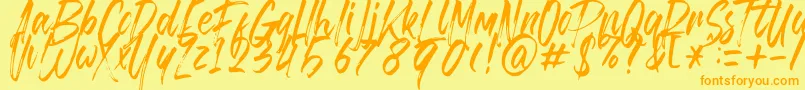 Brusthy Font – Orange Fonts on Yellow Background