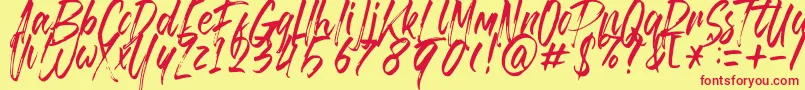 Brusthy Font – Red Fonts on Yellow Background