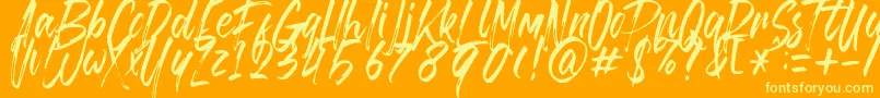 Brusthy Font – Yellow Fonts on Orange Background