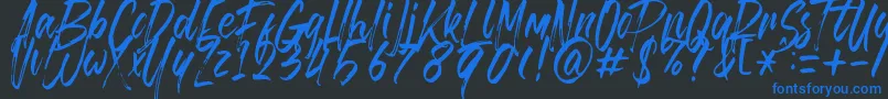 Brusthy Font – Blue Fonts on Black Background