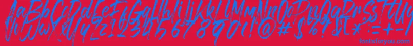 Brusthy Font – Blue Fonts on Red Background