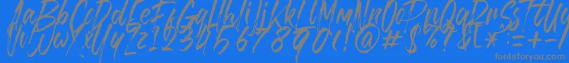 Brusthy-Schriftart – Graue Schriften auf blauem Hintergrund