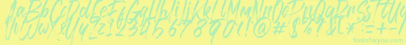 Brusthy Font – Green Fonts on Yellow Background