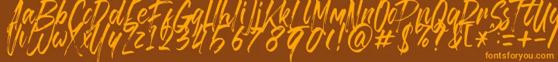 Brusthy Font – Orange Fonts on Brown Background