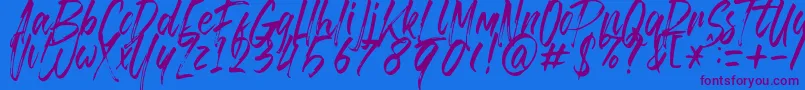 Brusthy Font – Purple Fonts on Blue Background