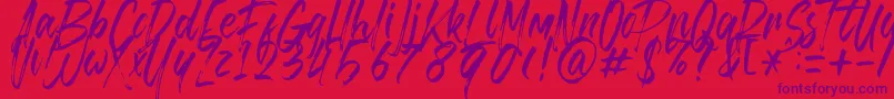Brusthy Font – Purple Fonts on Red Background