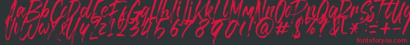 Brusthy-Schriftart – Rote Schriften auf schwarzem Hintergrund
