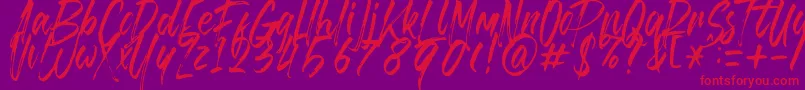 Brusthy-Schriftart – Rote Schriften auf violettem Hintergrund