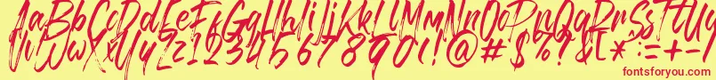 Brusthy Font – Red Fonts on Yellow Background