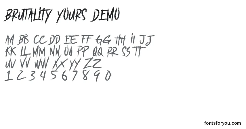 BRUTALItY YOURS DEMO Font – alphabet, numbers, special characters